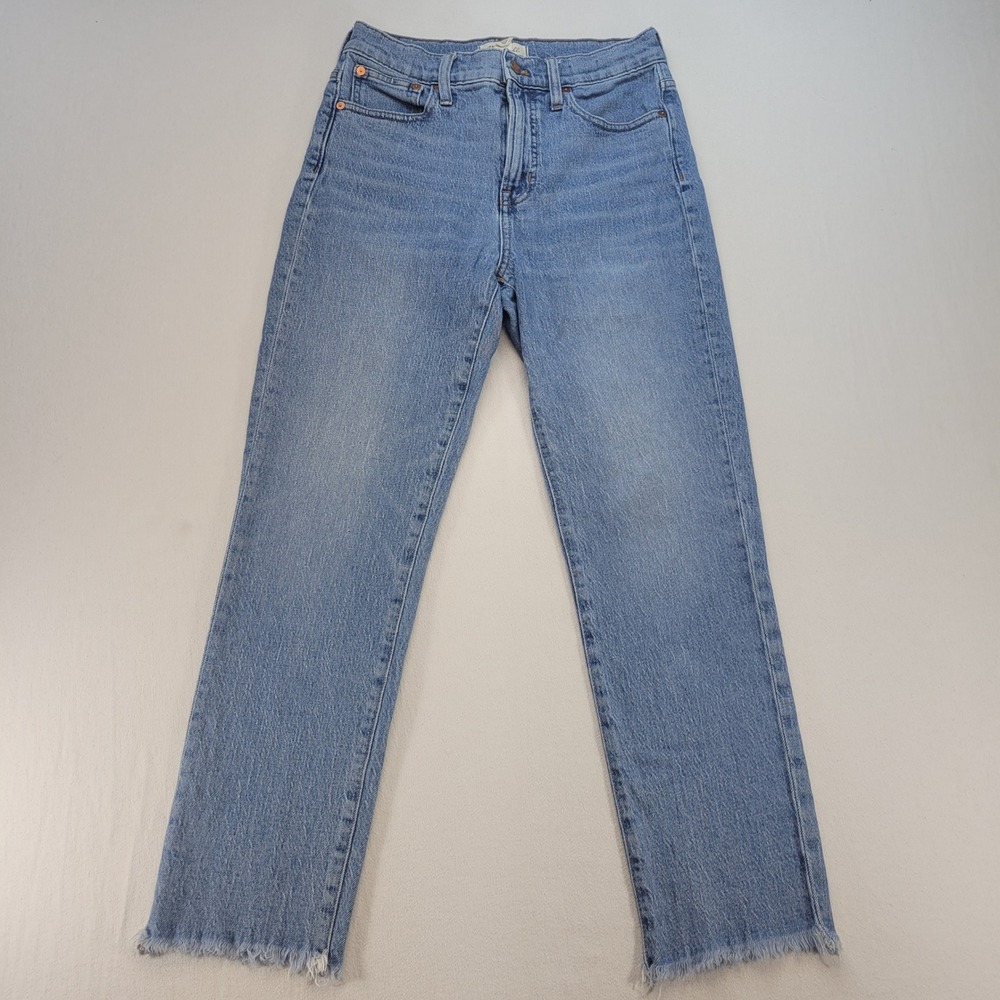 Madewell The Perfect Vintage Crop Jean Womens 26 Blue Denim Raw Hem High Rise